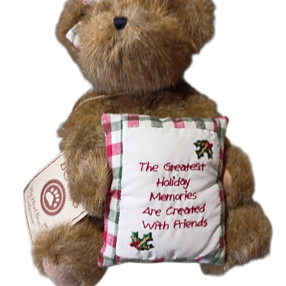 NWT‎ Boyds Bear Plush Head Bean Collection Beary Goodfriend Holly Pillow 8" 2004